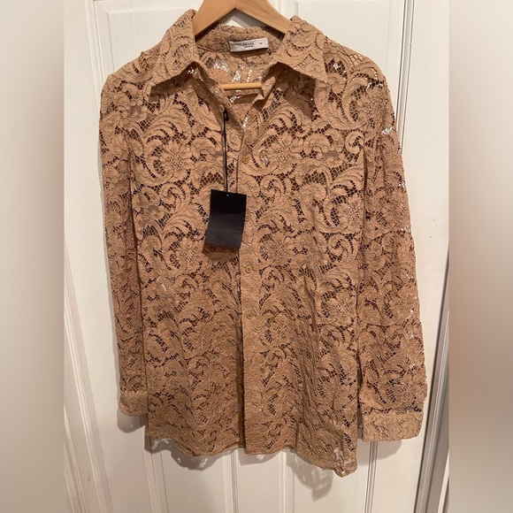 Prada Tops - Prada Beige Lace Women’s Casual  Button Up Shirt